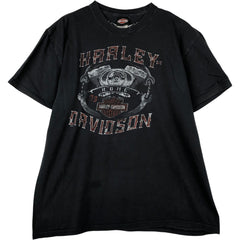 00'S Harley-Davidson Motorcycle Bike T-shirt Men's XL size cotton black type Vintage Second Hand