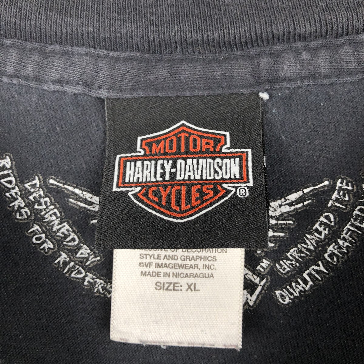 00'S Harley-Davidson Motorcycle Bike T-shirt Men's XL size cotton black type Vintage Second Hand