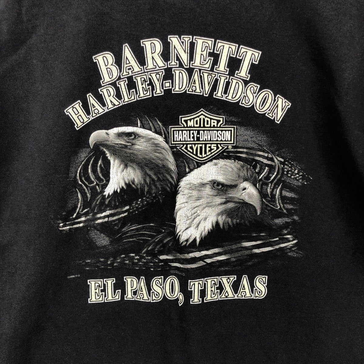 00'S Harley-Davidson Eagle Pattern Motorcycle Bike T-shirt Made in USA Men's XL cotton black type Vintage Second Hand