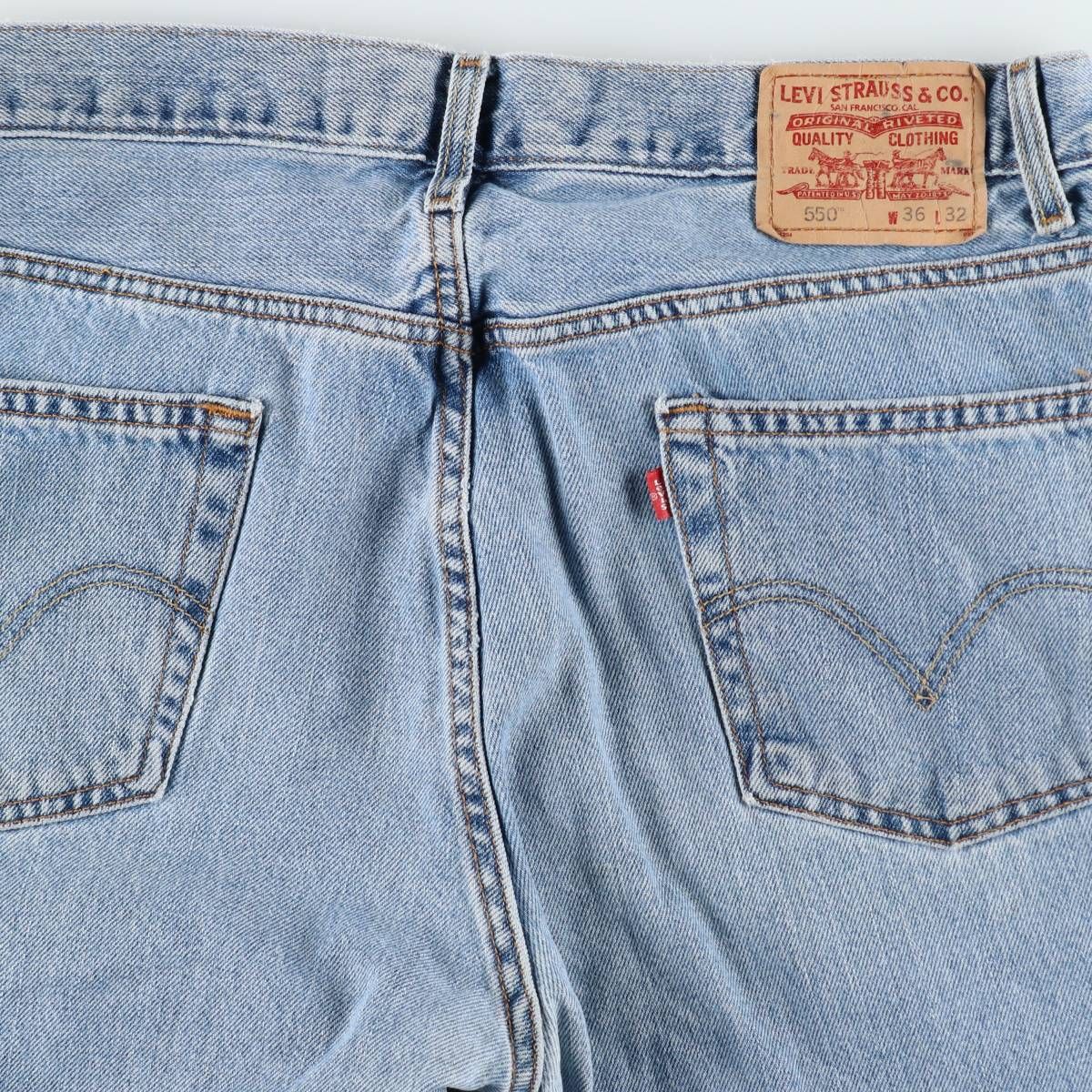 00'S Levi's 550 Relaxed Fit Tapered Denim Pants for Men, W35 cotton blue type Vintage Second Hand