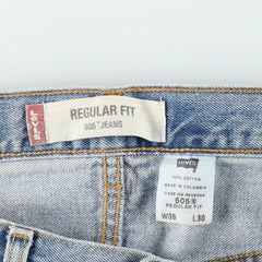 00'S Levi's 505 REGULAR FIT tapered denim pants for men, size w36 cotton blue type Vintage Second Hand
