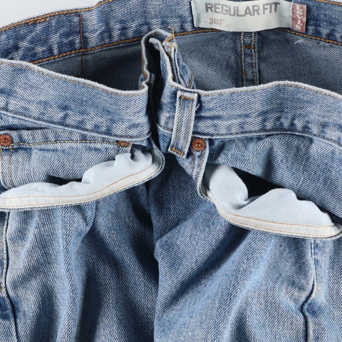 00'S Levi's 505 REGULAR FIT tapered denim pants for men, size w35 cotton Blue type light blue Vintage Second Hand