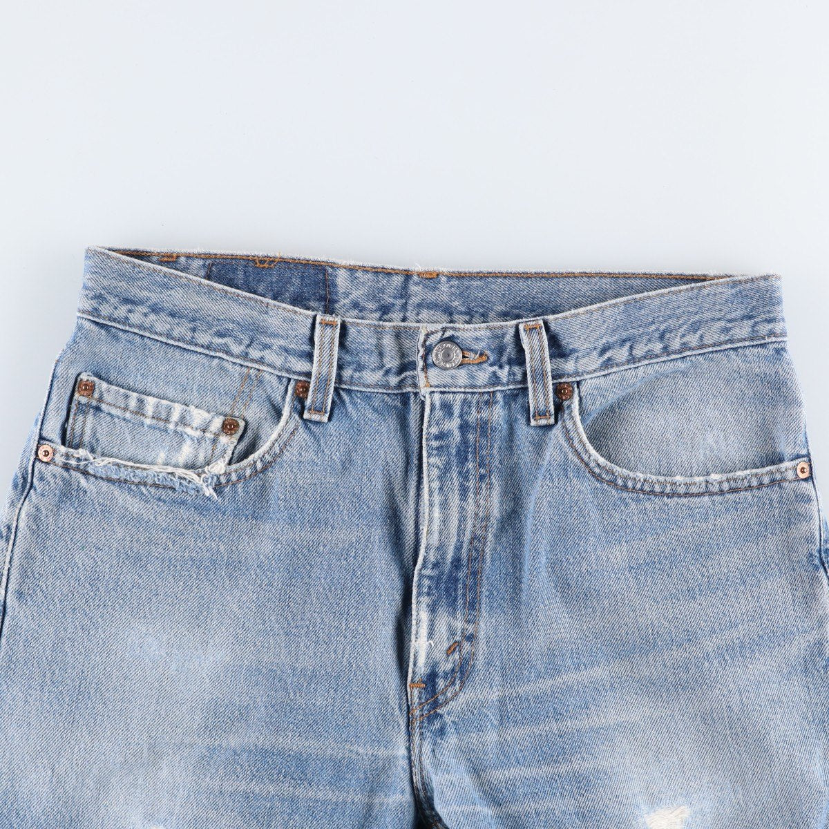 00'S Levi's 505 REGULAR FIT STRAIGHT LEG tapered denim pants made in USA men's w33 equivalent cotton Blue type light blue Vintage Second Hand