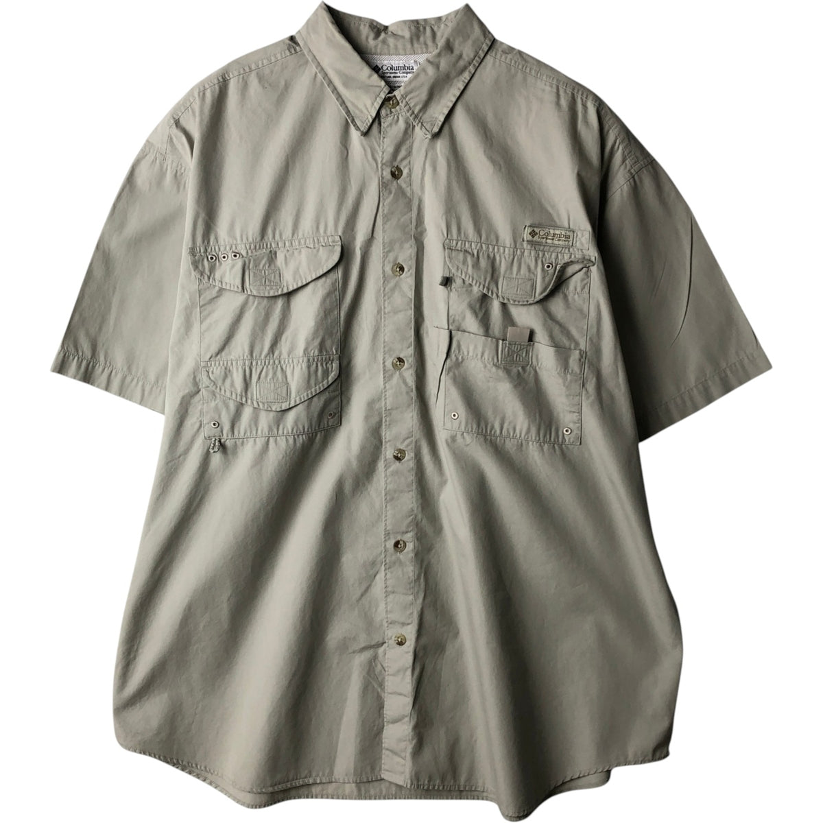 00'S Columbia PFG Hidden Button Down Short Sleeve Fishing Shirt Men's XL cotton Beige type Vintage Second Hand