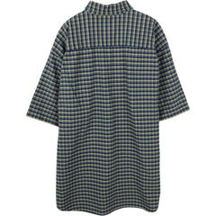 00'S Eddie Bauer short sleeve button down check shirt, men's XL size cotton blue type Vintage Second Hand