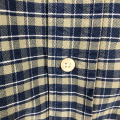 00'S Eddie Bauer short sleeve button down check shirt, men's XL size cotton blue type Vintage Second Hand