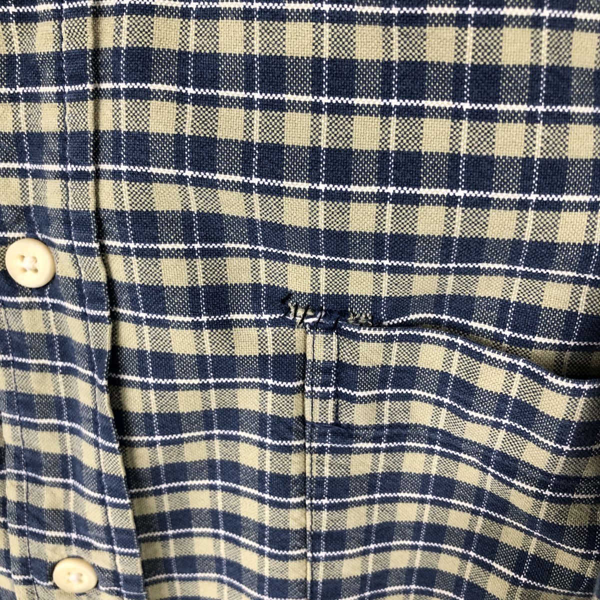 00'S Eddie Bauer short sleeve button down check shirt, men's XL size cotton blue type Vintage Second Hand