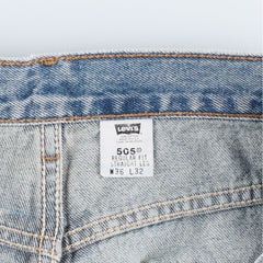 00'S Levi's 505 REGULAR FIT STRAIGHT LEG tapered denim pants made in USA, men's w36 equivalent cotton blue type Vintage Second Hand