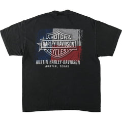 00'S Harley-Davidson Skull Pattern Motorcycle Bike T-shirt Made in USA Men's L size cotton black type Vintage Second Hand