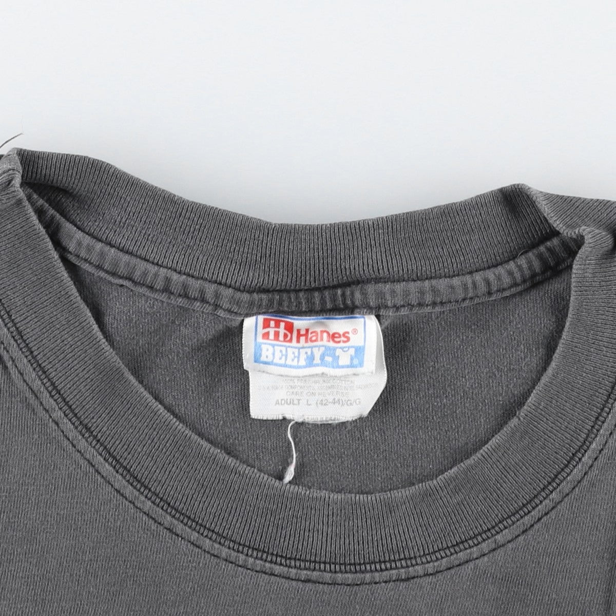 00'S Hanes BEEFY-T Printed T-shirt, Men's L size cotton Charcoal Vintage Second Hand
