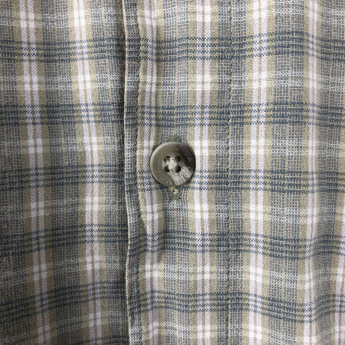 00'S Columbia Short Sleeve Button Down Check Shirt Men's XL cotton Khaki type sage green Vintage Second Hand