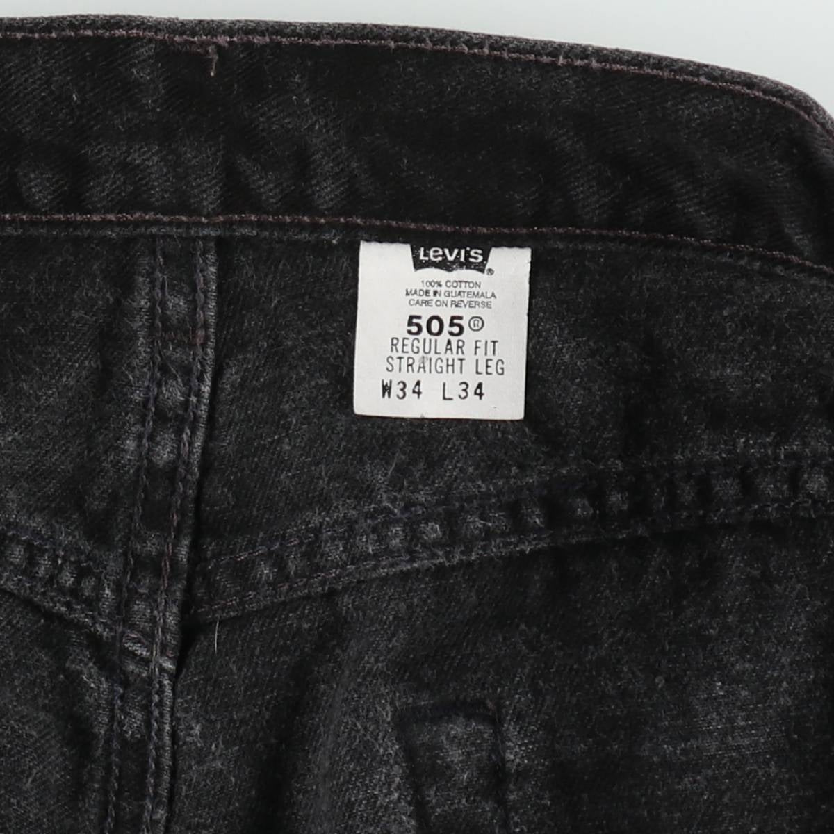 00'S Levi's 505 REGULAR FIT STRAIGHT LEG black denim tapered denim pants for men, size w33 cotton black type Vintage Second Hand