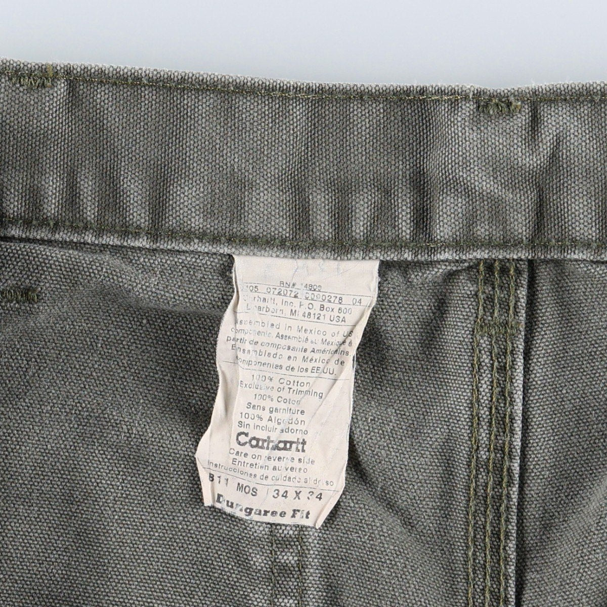 00'S Carhartt Dungaree Fit Duck Painter Pants Men's W34 equivalent cotton Khaki type Vintage Second Hand
