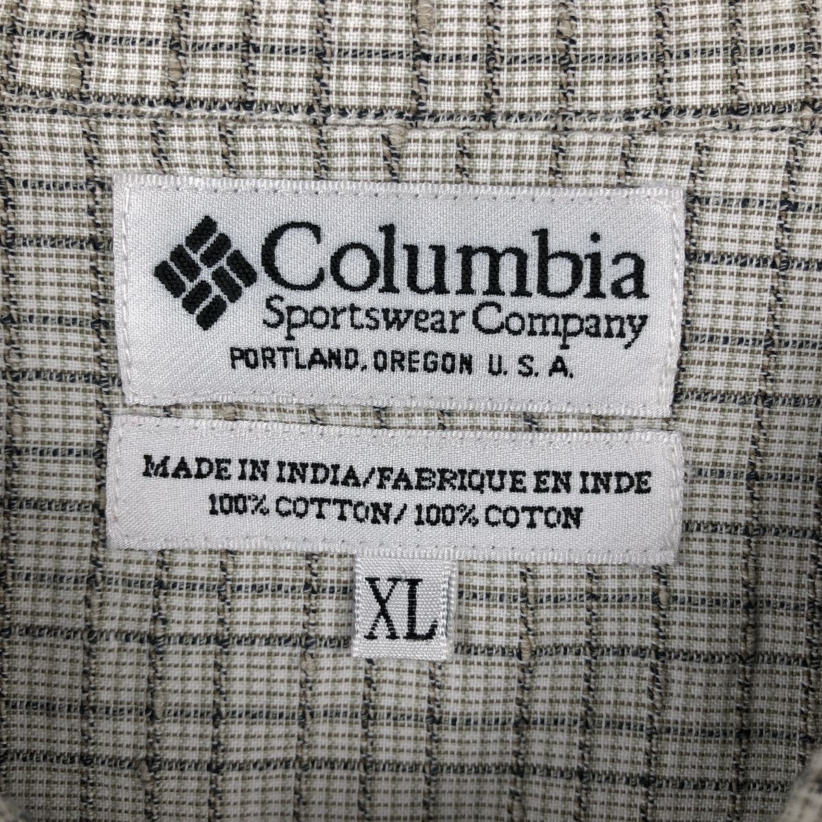 00'S Columbia Short Sleeve Cotton Check Shirt Men's XL cotton gray type Vintage Second Hand