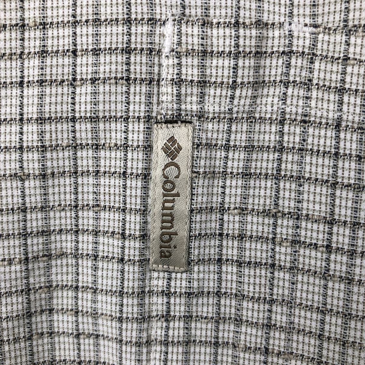 00'S Columbia Short Sleeve Cotton Check Shirt Men's XL cotton gray type Vintage Second Hand