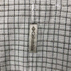 00'S Columbia Short Sleeve Cotton Check Shirt Men's XL cotton gray type Vintage Second Hand