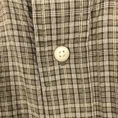 00'S Eddie Bauer short sleeve button down check shirt, men's size L cotton Khaki type sage green Vintage Second Hand
